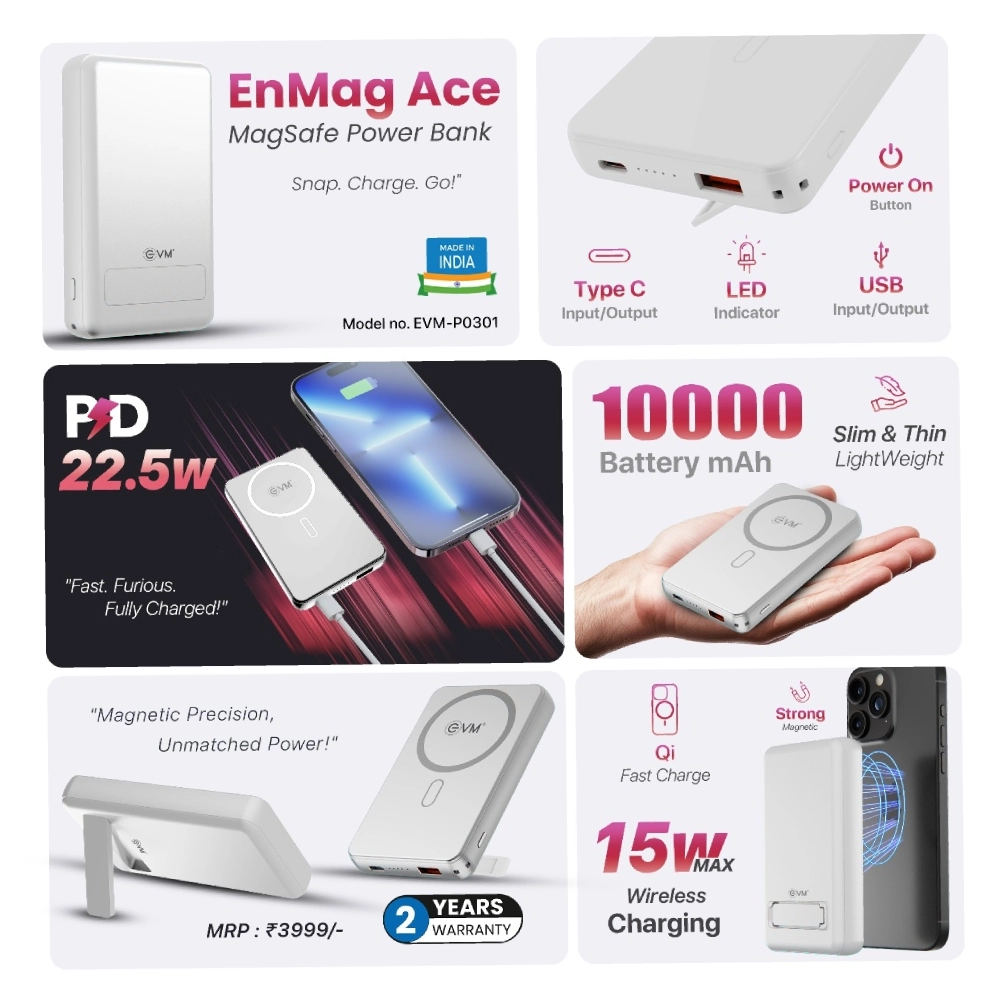 EVM Power Bank 10000 mAh Magsafe (EVM P0301) White view 4